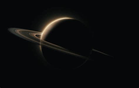 Wallpaper space, Saturn, minimalism, cosmos, planet, black background ...