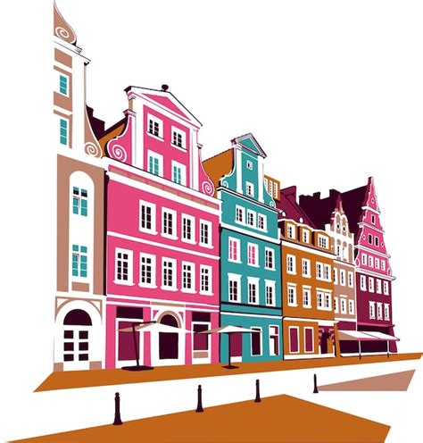 Premium Vector | Wroclaw city street vector illustration in vivid color