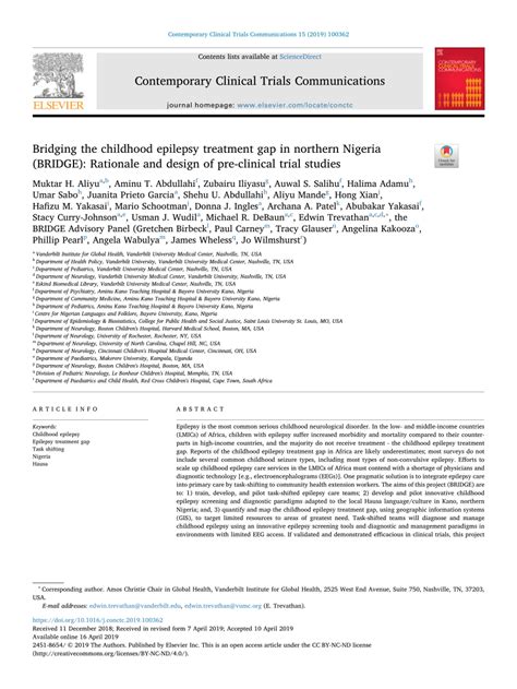 (PDF) Bridging the childhood epilepsy treatment gap in northern Nigeria ...