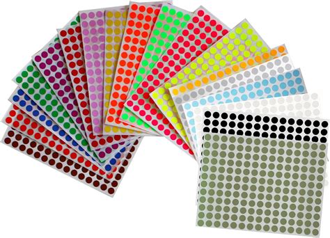 Colored Labels for Color Coding ¼? inch 8mm Round Dot Stickers in 18 Assorted Colors - 3024 Pack ...