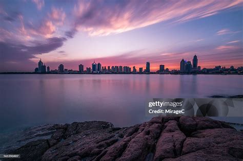 Qingdao Skyline Dusk Scenery High-Res Stock Photo - Getty Images