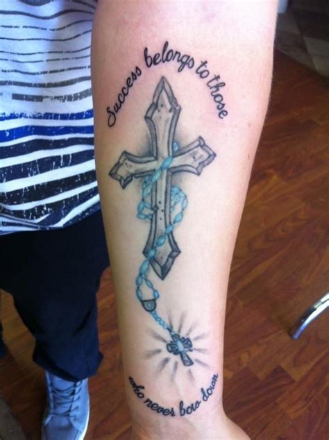 Cross rosary tattoo with words | Tattoos, Word tattoos, Rosary tattoo