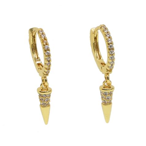 2019 ear dangle Earrings women Gold colors earring spike hoop earing jewelry geometric spike ...