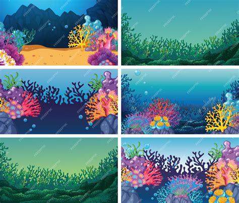 Free Vector | Set of scenes background in nature setting