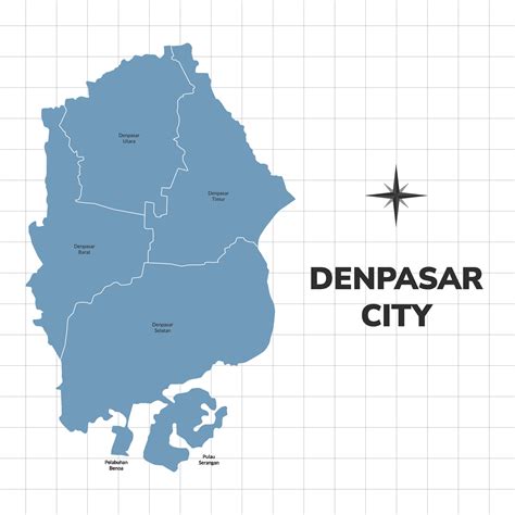 Denpasar city map illustration. Map of cities in Indonesia 36272033 ...