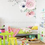 Flower Wall Decal - Watercolour Spring Flowers Corner Wall Decal – Just For You Wall Decals ...