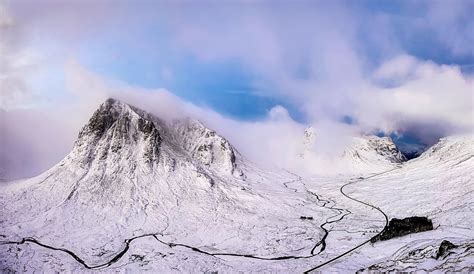 Landscape Mountains Snow Scotland Scenic Winter-12 Inch By 18 Inch Laminated Poster With Bright ...