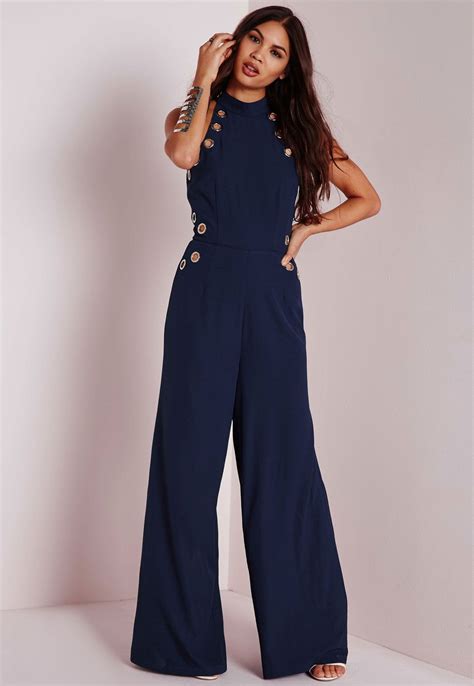 Missguided - Eyelet Detail Jumpsuit Navy (With images) | Jumpsuits for women, Misguided fashion ...