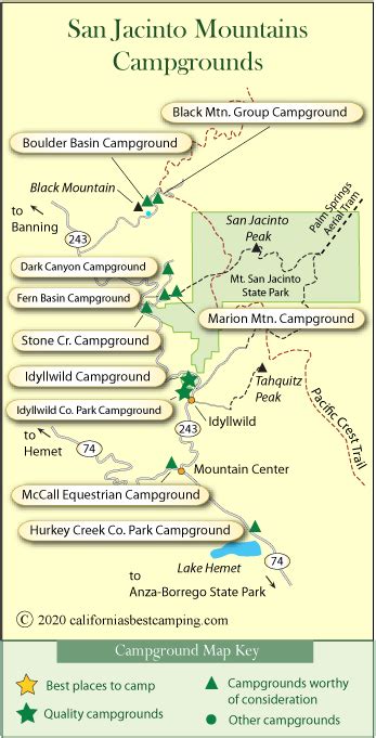 San Jacinto Mountains Campground Map