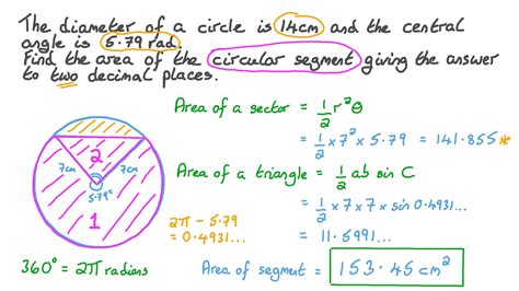 Question Video: Finding the Area of a Circular Segment given the Diameter of the Circle and the ...