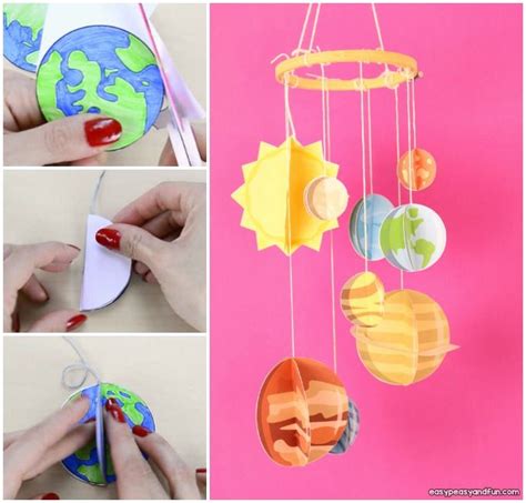 3D Paper Mobile Planets Craft Template - Solar System Craft | Planet ...