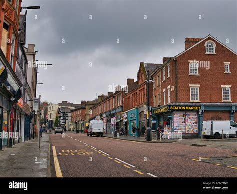 A view of Wallgate in Wigan, Lancashire, England, UK. The railway station Wigan Wallgate is on ...