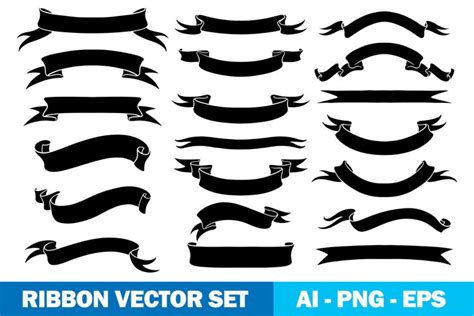 Silhouette Ribbon Vector set