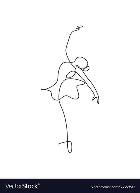 One continuous line drawing woman beauty ballet Vector Image