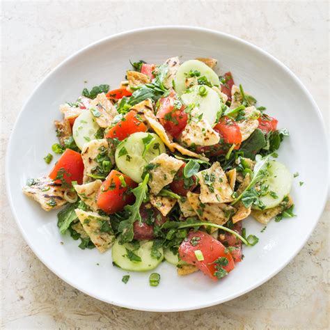 Pita Bread Salad with Tomatoes and Cucumber (Fattoush) | America's Test Kitchen