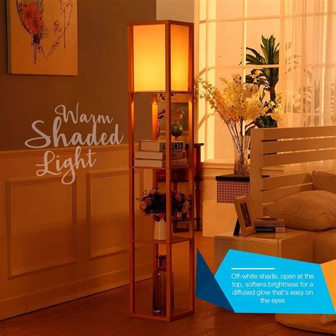 Brightech Maxwell - LED Shelf Floor Lamp - Modern Standing Light for Living Rooms and Bedrooms ...