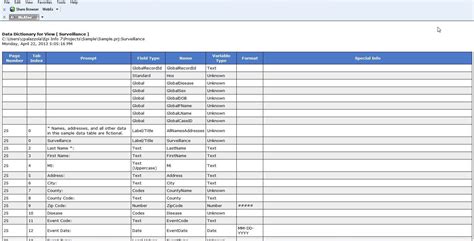 Data Dictionary Templates