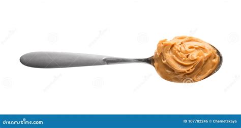 Creamy Peanut Butter in Spoon Stock Photo - Image of nutrition, isolated: 107702246