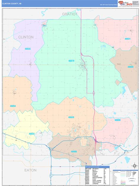 Clinton County, MI Wall Map Color Cast Style by MarketMAPS - MapSales.com