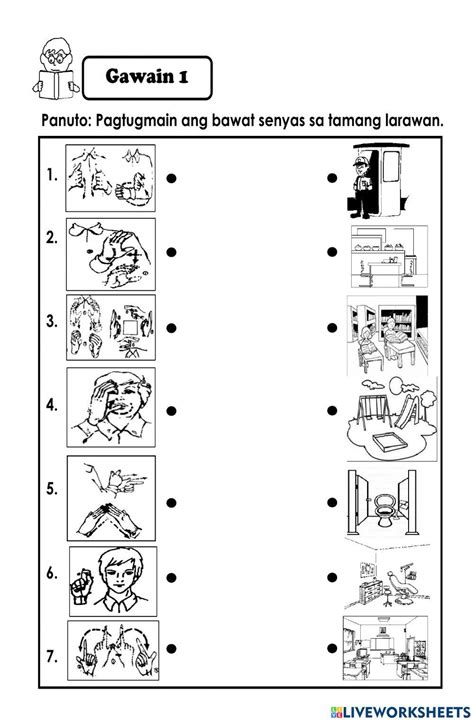 Mga Lugar SA Paaralan Worksheet