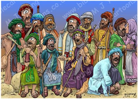 Numbers 13 - Spies explore Canaan - Scene 01 - 12 spies | Bible Cartoons