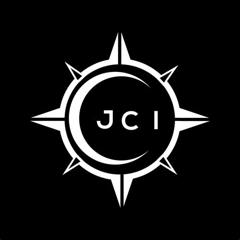 JCI abstract technology circle setting logo design on black background. JCI creative initials ...