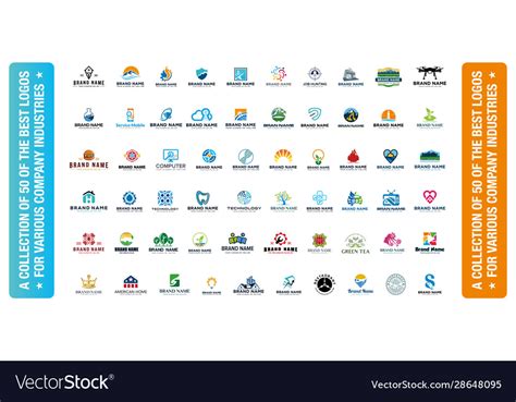 Collection 50 best logos for various Royalty Free Vector