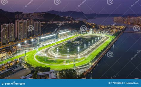 Hong Kong Jockey Club Sha Tin Racecourse Night View Stock Photo - Image of races, weather: 173985368