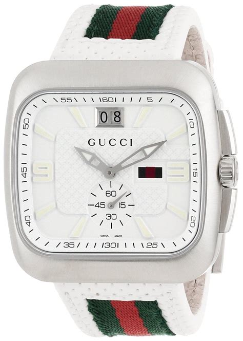 Gucci Watch , Gucci Men's YA131303 Gucci Coupé White Leather Strap ...