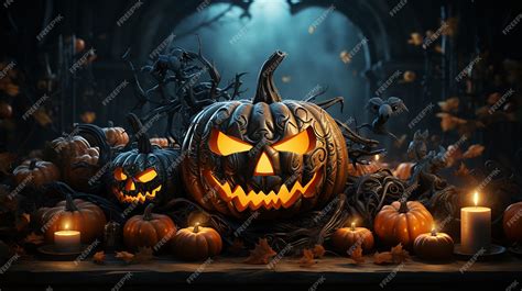 Premium AI Image | Photo halloween wallpaper with evil pumpkins