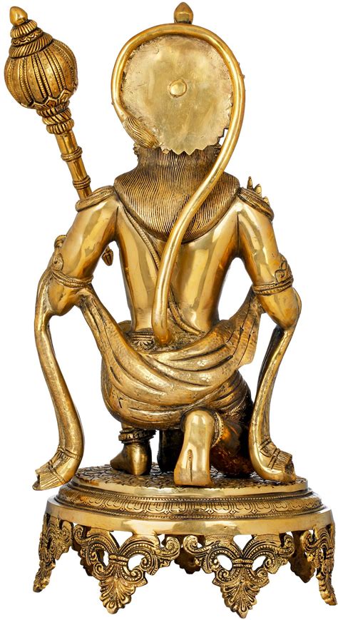 20" Blessing Hanuman Wielding a Mace | Brass | Handmade | Made In India | Exotic India Art