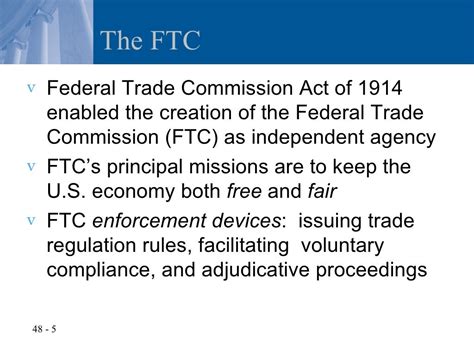 Chapter 48 – The Federal Trade Commission Act and Consumer Protection…