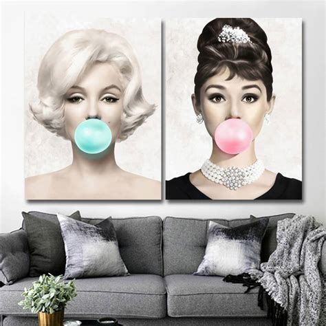 Marilyn Monroe Audrey Hepburn Canvas Wall Art Unframed Home Decor Poster - WePosters.com - Free ...