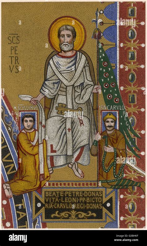 Mosaic depicting Saint Peter, from the palace of pope Leo III Stock ...