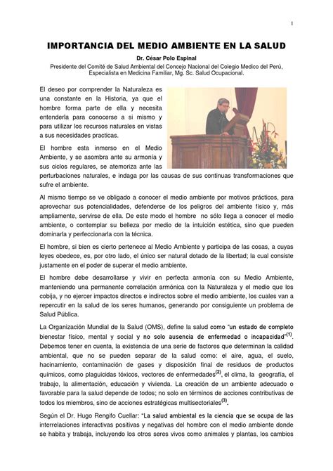 Articulo importancia del medio ambiente en la salud by Esmage - Issuu