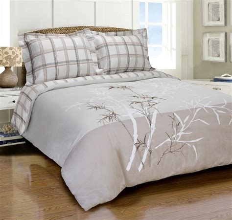 Elmwood 100% Cotton Reversible Embroidered Bamboo Duvet Cover Set King ...