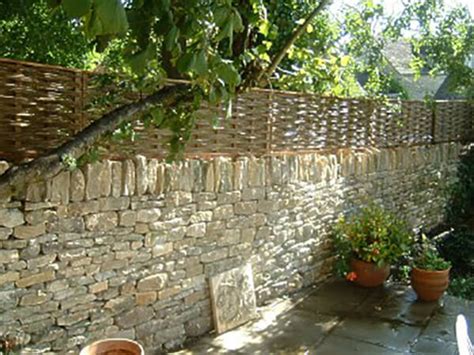 Woven Willow Panels on Drystone Wall | Winterbourne Willows