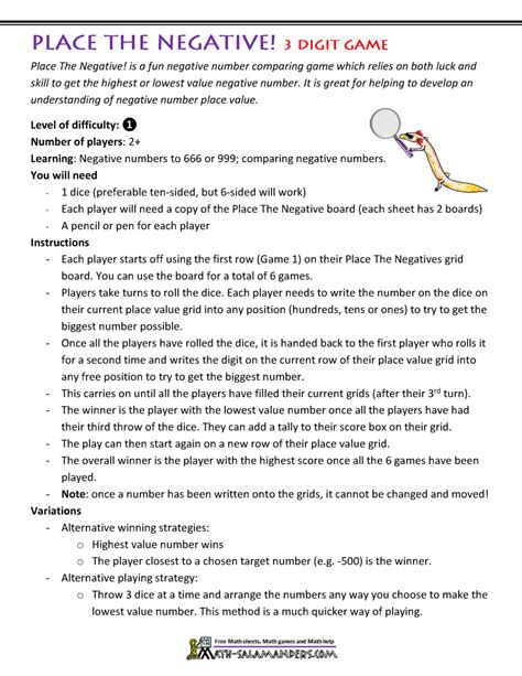 Top Marks Maths Games Negative Numbers - Nicole Butler's Math Drills