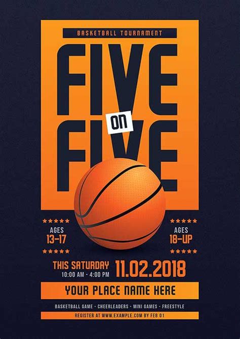 5 On 5 Basketball Tournament Flyer Template - Download Flyer - FFFLYER