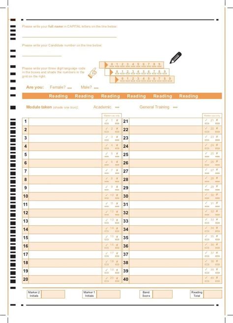 Download IELTS Answer Sheet for Listening, Reading & Writing