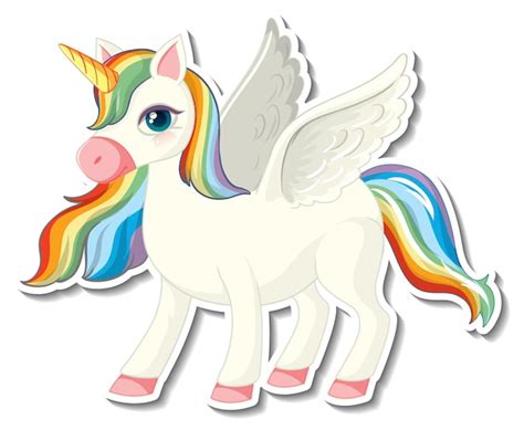 Free Vector | Cute unicorn stickers with a rainbow pegasus cartoon ...