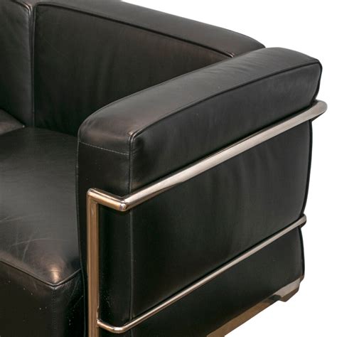 Black Leather Corbusier Style Sofa | Grandview Mercantile