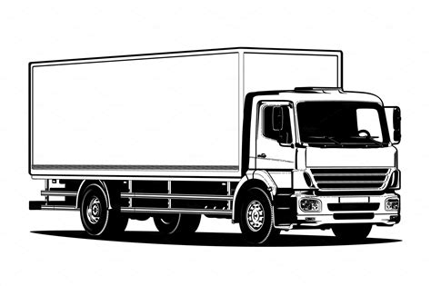 Vector truck outline template | Custom-Designed Illustrations ~ Creative Market