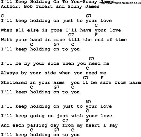 Country Music:I'll Keep Holding On To You-Sonny James Lyrics and Chords