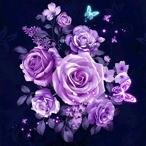 Purple Rose Flowers | 5D Diamond Painting Kits | OLOEE