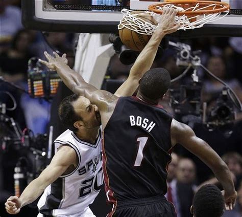 Manu Ginobili is Spur of the moment after this dunk during first half ...