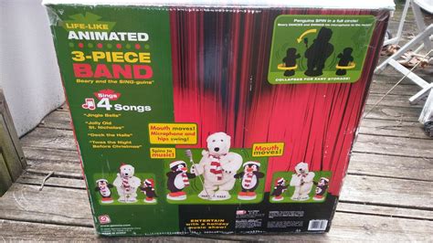 Gemmy 3 Piece Animated Dancing & Singing Christmas Band Polar Bear ...