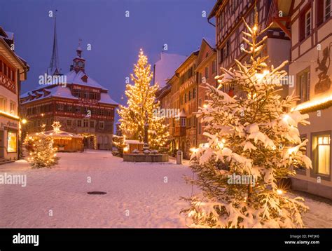 Winter, town, Stein am Rhein Stock Photo - Alamy