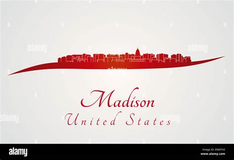 Madison skyline in red Stock Photo - Alamy