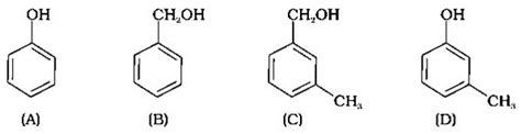 Which of the following compounds is aromatic alcohol? (i) A, B, C, D (ii) A, D (iii) B, C (iv) A